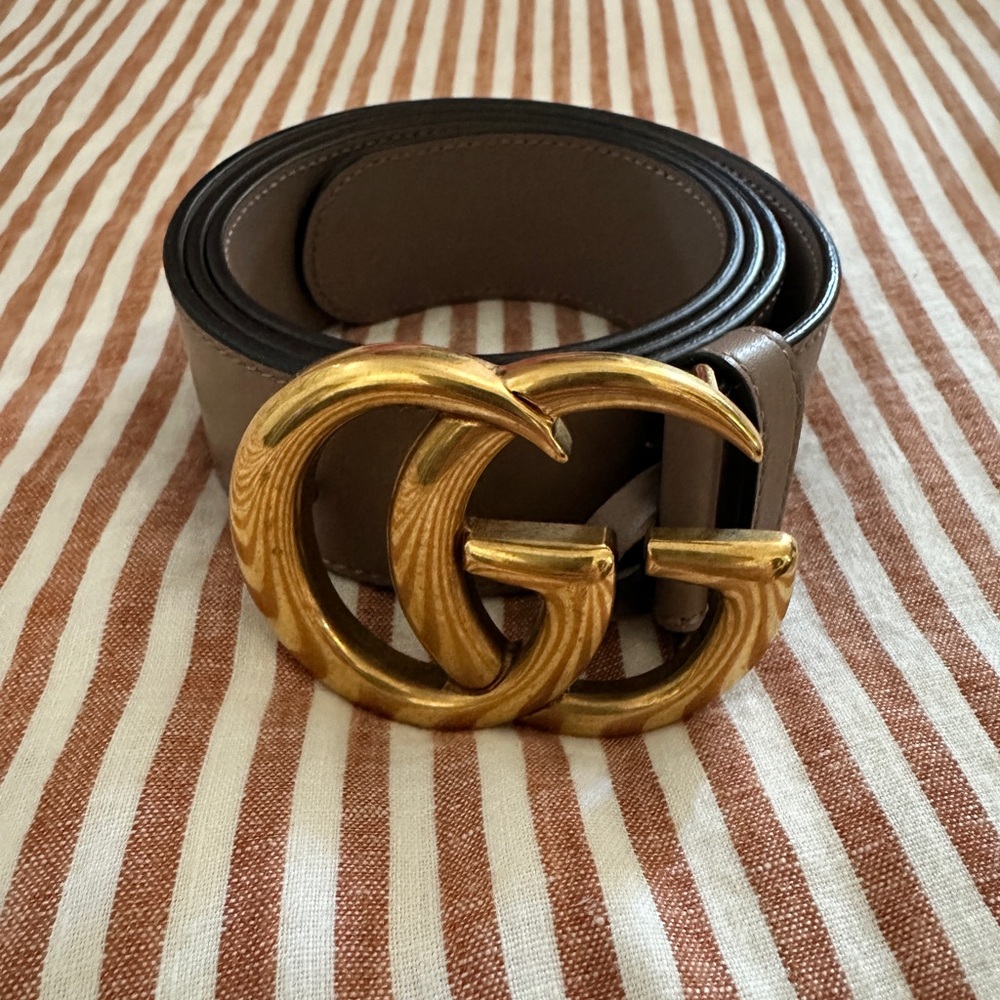 Authentic Gucci Marmont Tan Leather Belt